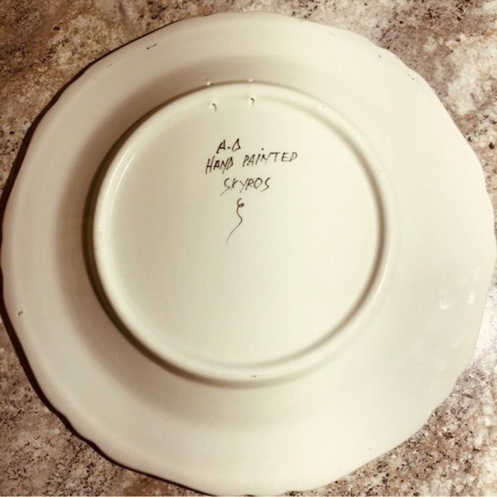 Vintage Skyros Designs Hand Painted Signed 12" Ceramic Decorative Plate - Picture 8 of 10